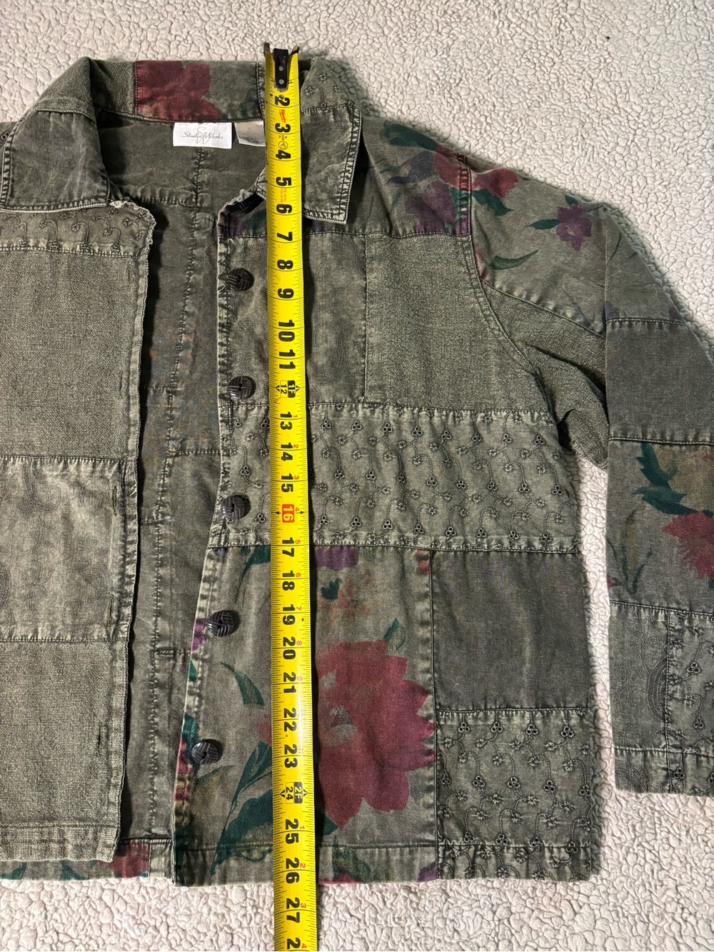 Vintage Y2K Studio Works Patchwork Floral Jacket Women’s XL 100% Cotton - Picture 8 of 8